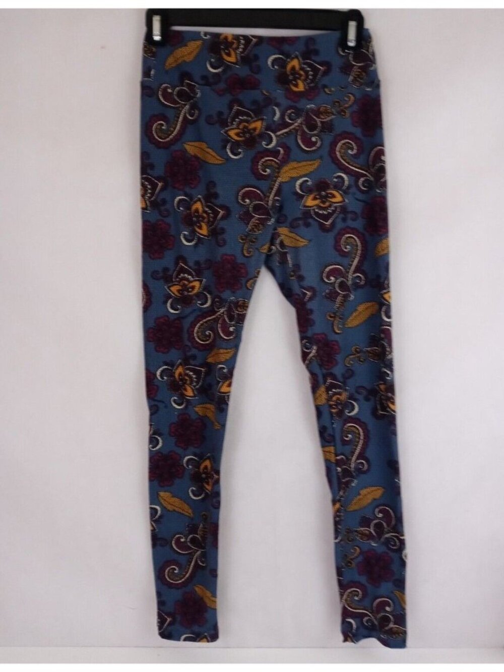LuLaRoe OS Leggings Blue With Beautiful Wild Floral Designs